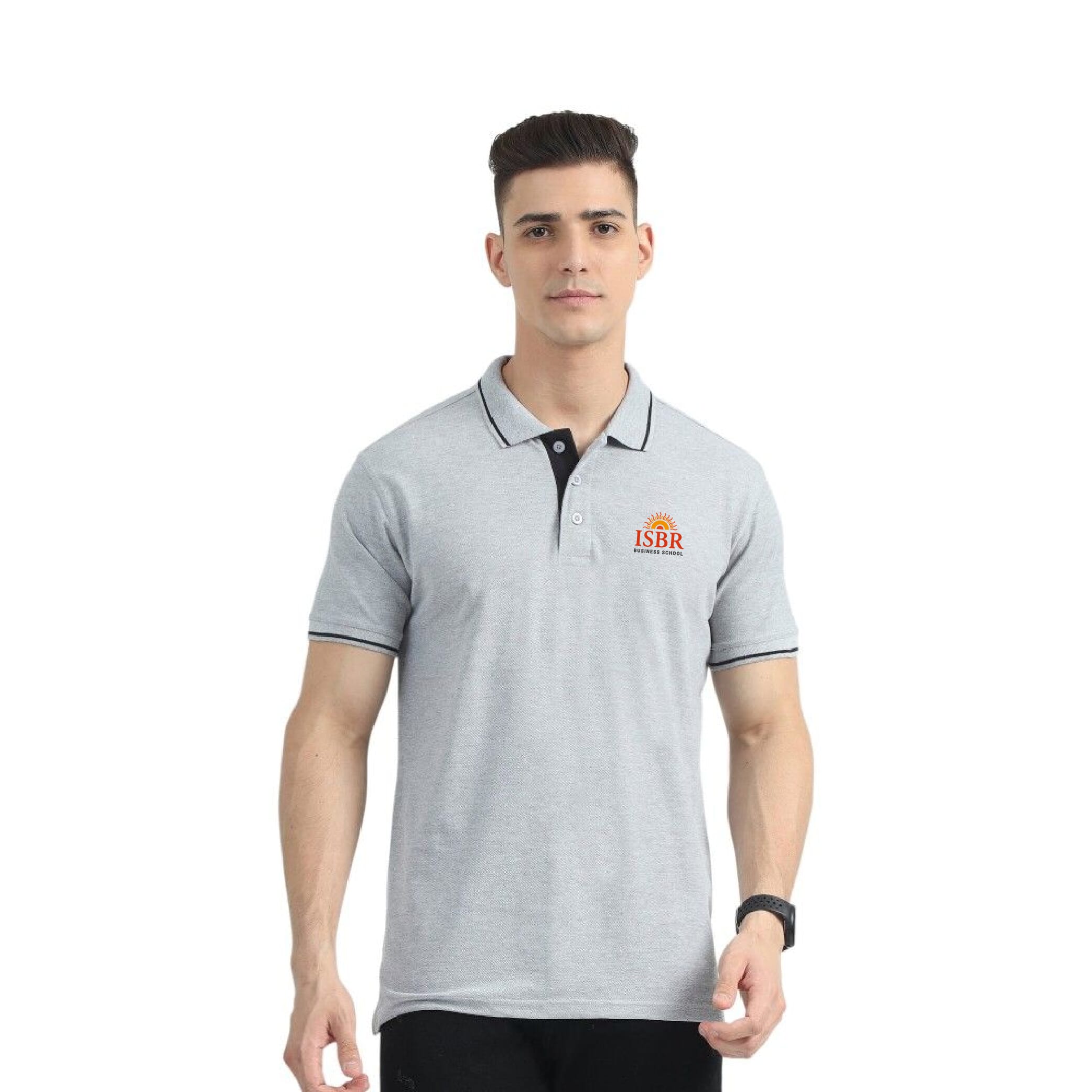 Greys&Blues Organic Polo Tshirt- Grey with Black Tipping